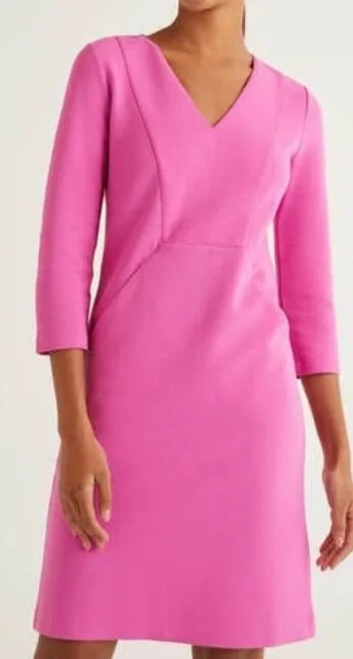 Boden Bronte Ottoman dress pink texture 20 L womens shift sheath pockets preppy